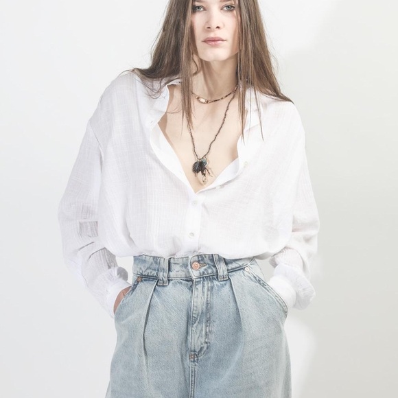 Raquel Allegra Shirred Blouse - Washed White size 2 - Picture 2 of 16